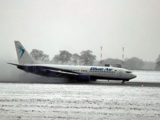 A Blue Air flight comes into land at Luton Airport (Steve Parsons/PA)