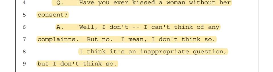 An excerpt from Donald Trump's October, 2022 deposition in the E. Jean Carroll defamation case.