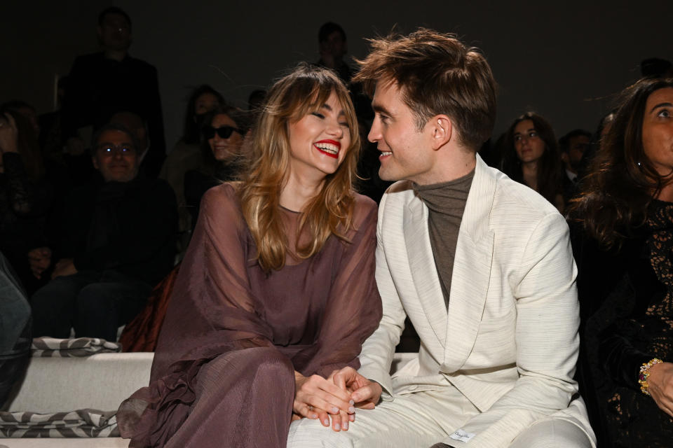 Stock image of Suki Waterhouse and Robert Pattinson inside a Dior event over the weekend. (Getty Images)