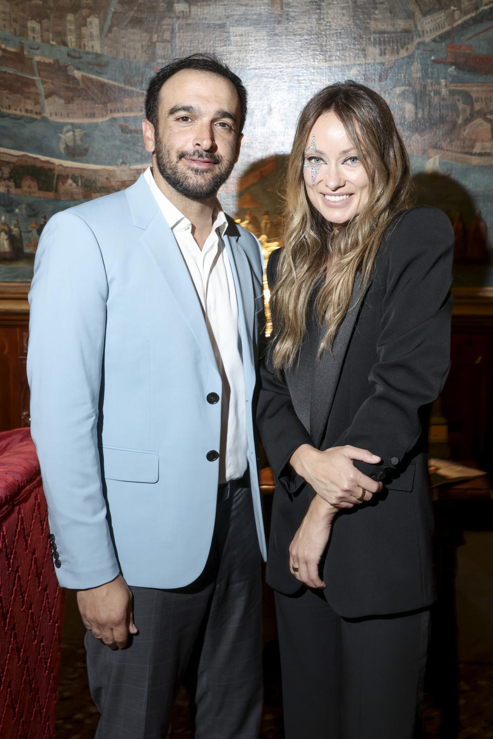 VENICE, ITALY - SEPTEMBER 04: Ramin Setoodeh and Olivia Wilde attend the Variety party celebrating Olivia Wilde at Venice Film Festival on September 04, 2022 in Venice, . (Photo by Victor Boyko/Variety via Getty Images)