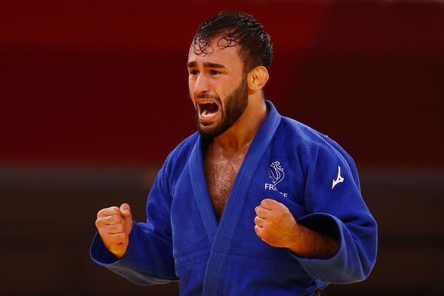 Luka Mkheidze, médaille de bronze chez les moins de 60 kg en judo, après sa victoire samedi.