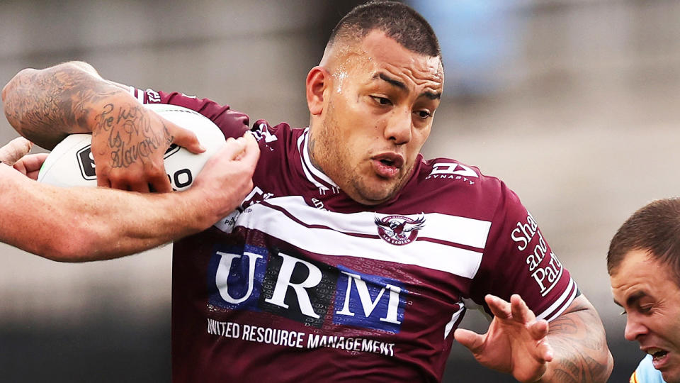 Addin Fonua-Blake, pictured here in action for Manly in the NRL.