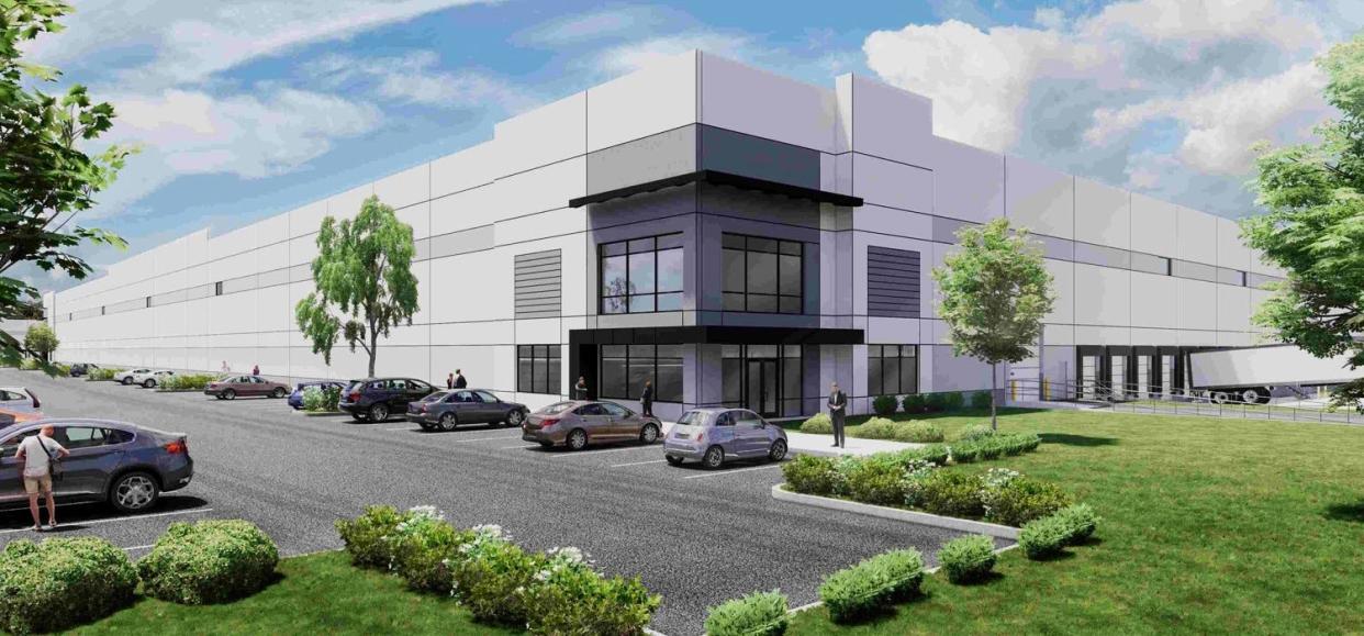 A rendering of the first building at Cherokee Commerce Center 85, a 555,520-square-foot facility expandable to 1.3 million square feet. Glenstar Logistics recently broke ground on Phase I of 3.6 Million-Square-Foot Industrial Park in Gaffney.