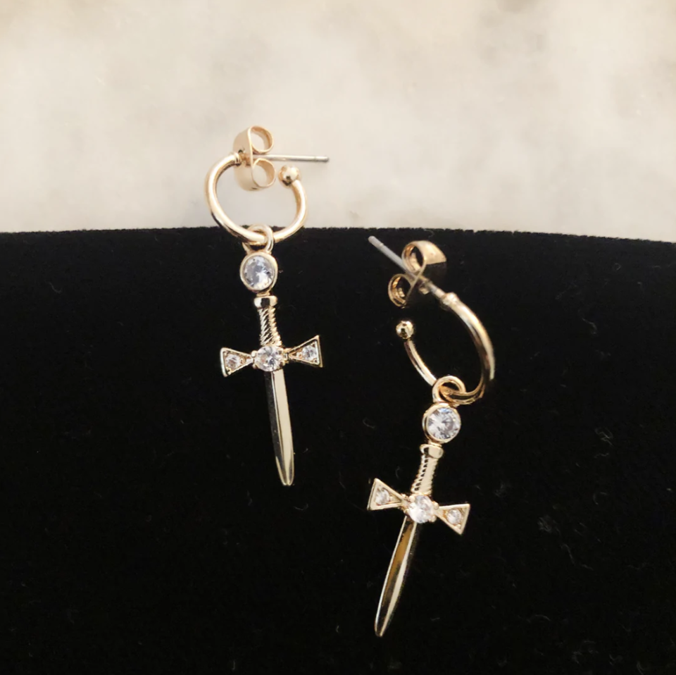 Memento Mori Sword Hoop Earrings