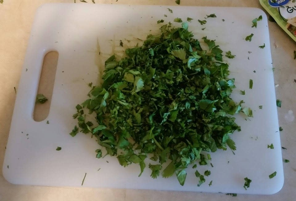 Chopped green herbs.