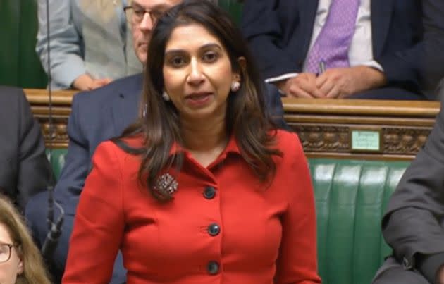 Braverman delivering her resignation statement in the Commons.