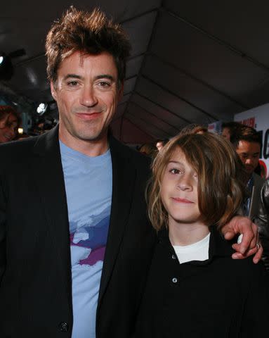E. Charbonneau/WireImage Robert Downey Jr. and his son Indio during Los Angeles Premiere of Walt Disney Pictures' "The Shaggy Dog" at El Capitan Theatre in Hollywood, California, United States