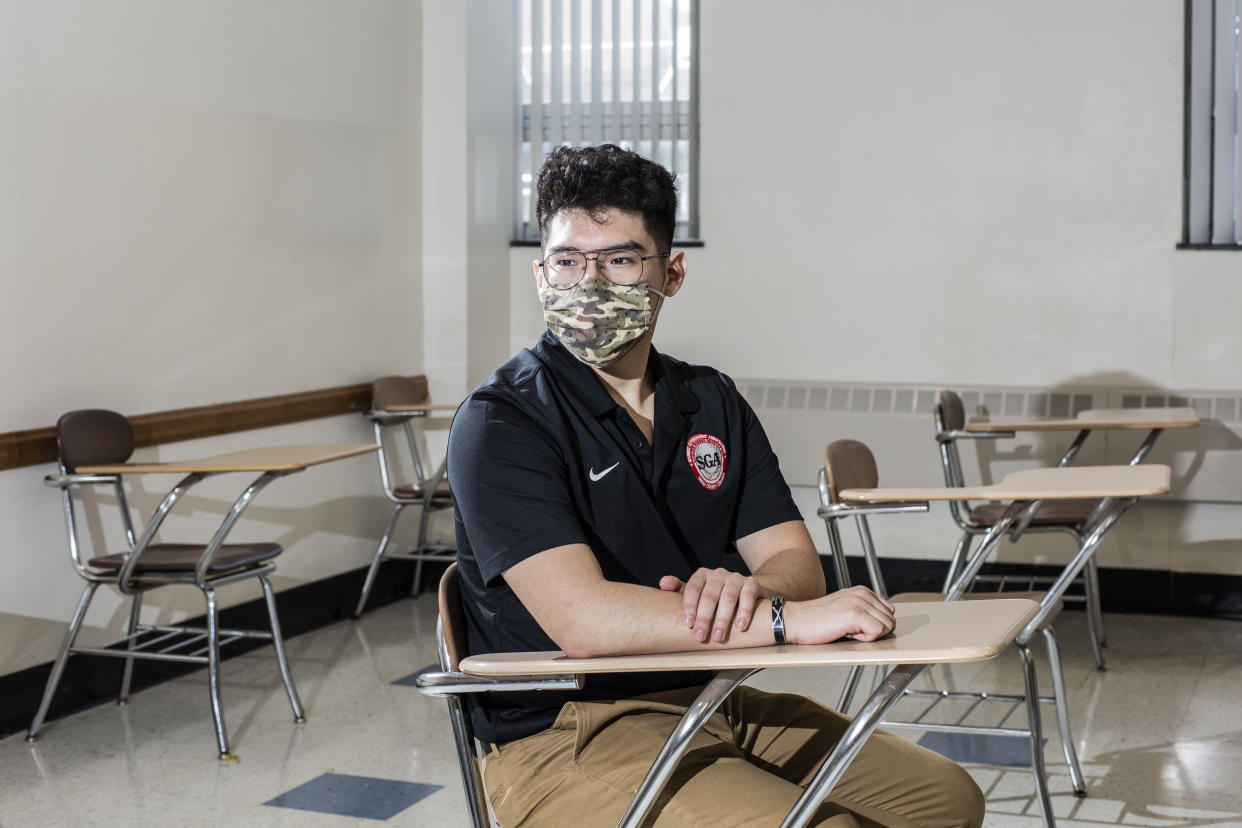 CRANFORD, NJ - FEB 16: Student Jose Alvarez poses for a portrait at Union County College's Cranford Campus in Cranford, N.J., on Tuesday, February 16, 2021. (Photo by Bryan Anselm For The Washington Post via Getty Images)