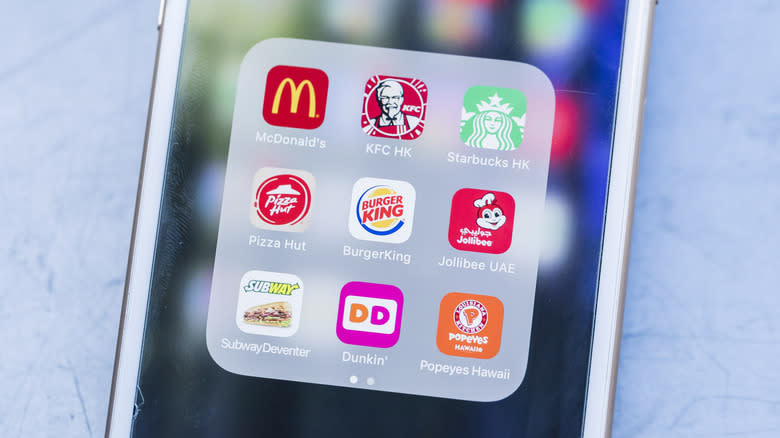 phone screen with food apps