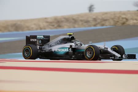 Formula One - Bahrain F1 Grand Prix - Sakhir, Bahrain - 01/04/16 - Mercedes Formula One driver Nico Rosberg of Germany drives during the first practice session. REUTERS/Hamad I Mohammed.