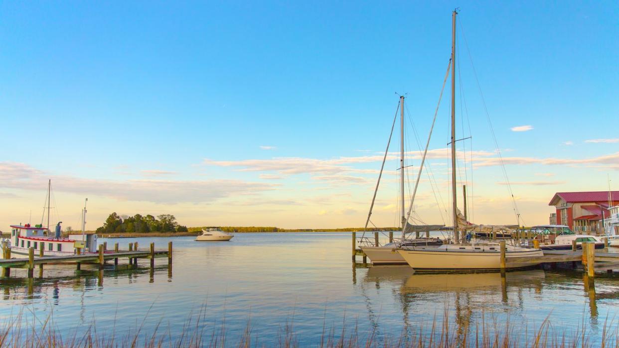 sunset at chesapeake martime museum in st michaels maryland