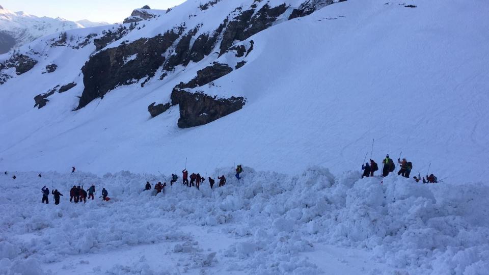 A large search operation was held to look for people potentially trapped in the avalanche (REUTERS)