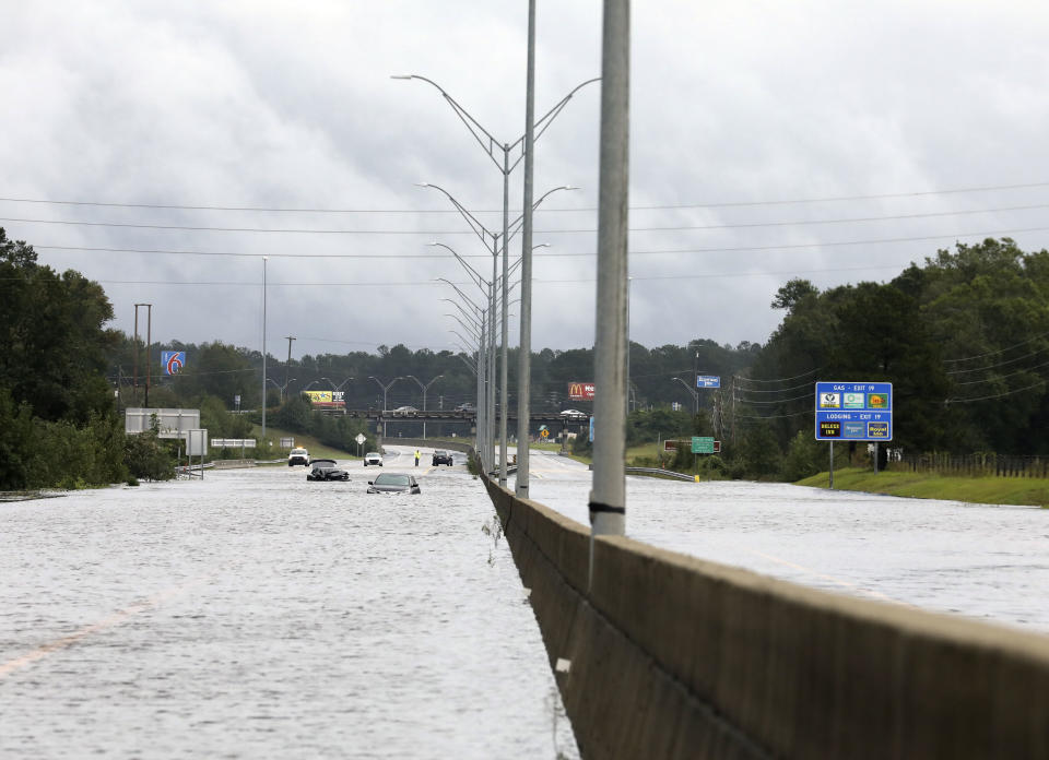 Flooding is seen near Interstate Highway 95 in Lumberton.