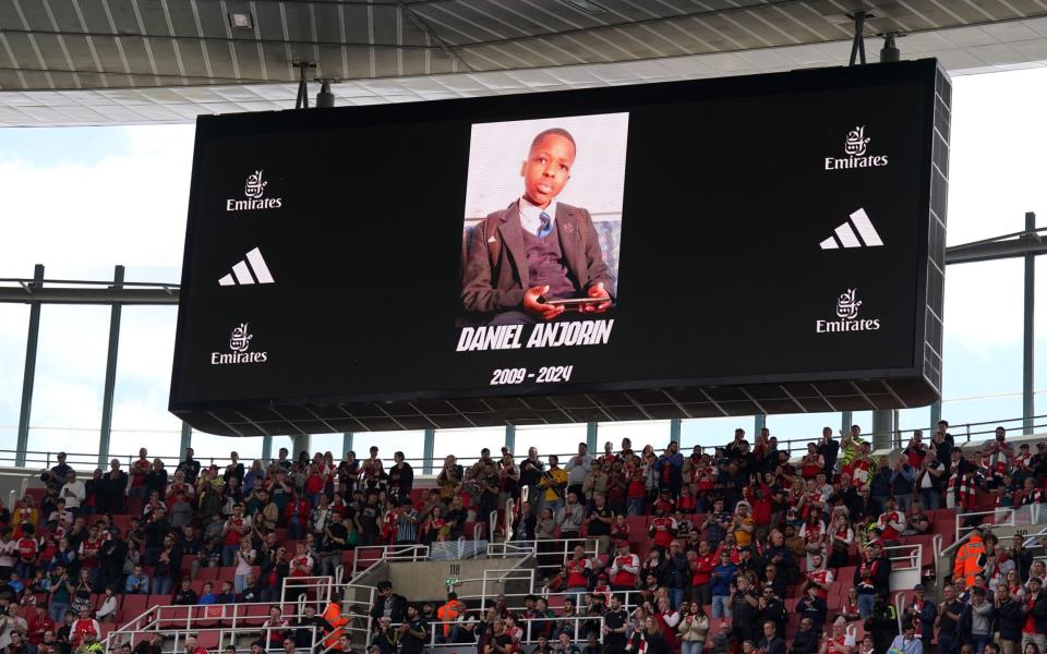 A tribute to Daniel at the Emirates Stadium where Arsenal were playing Bournemouth