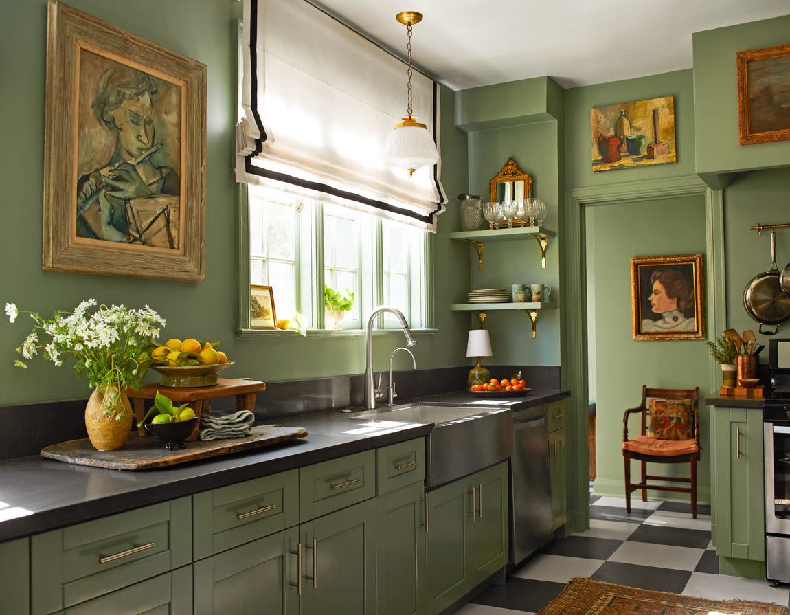 los angeles home designed by fran keenan the cabinetry in the kitchen is painted castle grey by farrow ball countertops, caesarstone