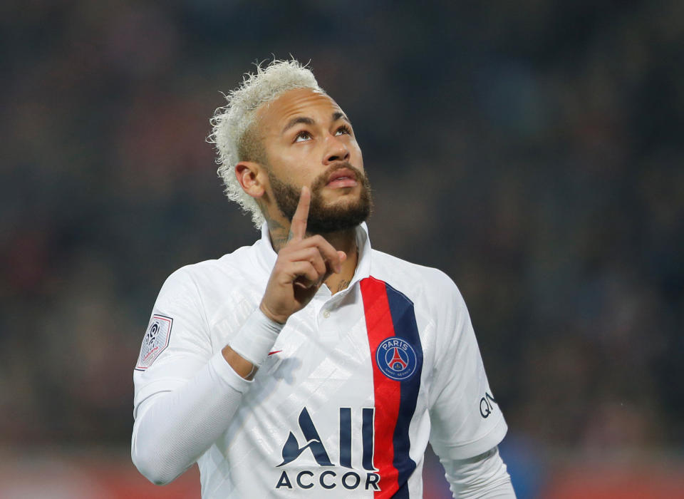 Neymar paid tribute to the late Kobe Bryant after scoring for PSG on Sunday. (REUTERS/Pascal Rossignol)