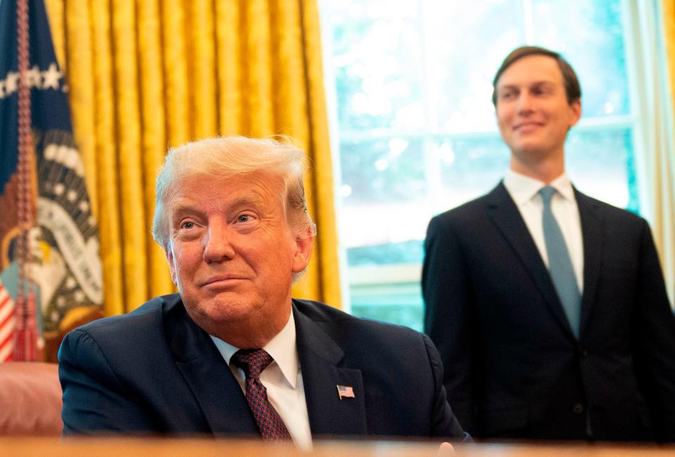 <p>Donald Trump and Jared Kushner capitalised from the federal government’s PPP loan program with their own companies </p> (AFP via Getty Images)