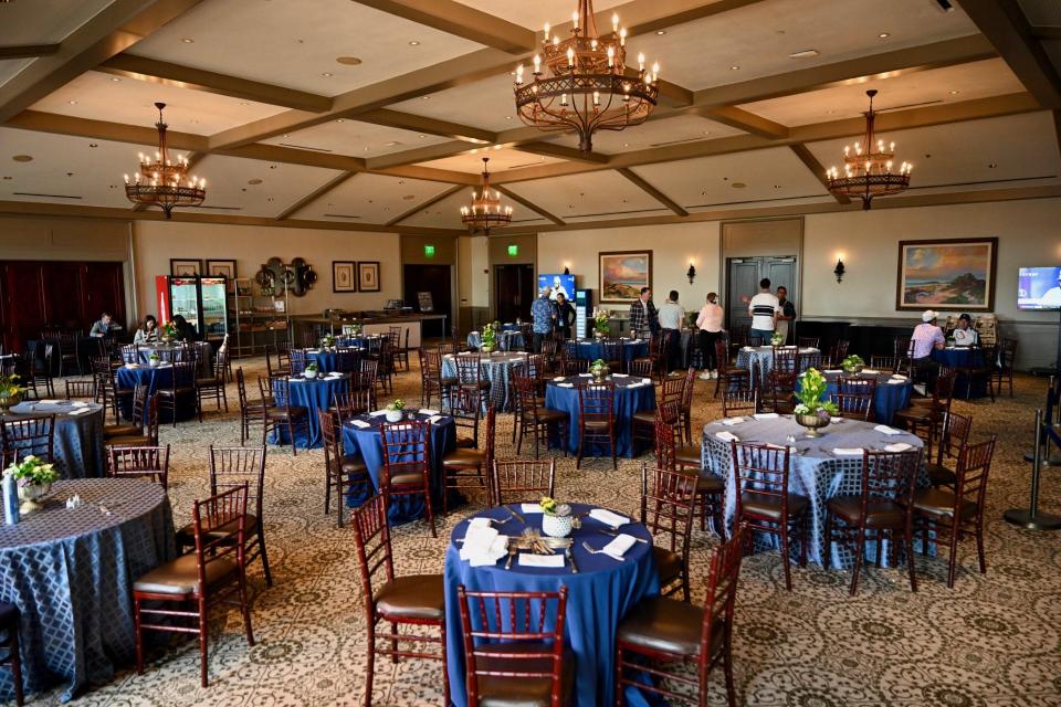 The dining room for PGA Tour players and their families is on the second floor of the TPC Clubhouse and offers numerous healthy dining options for the contestants.