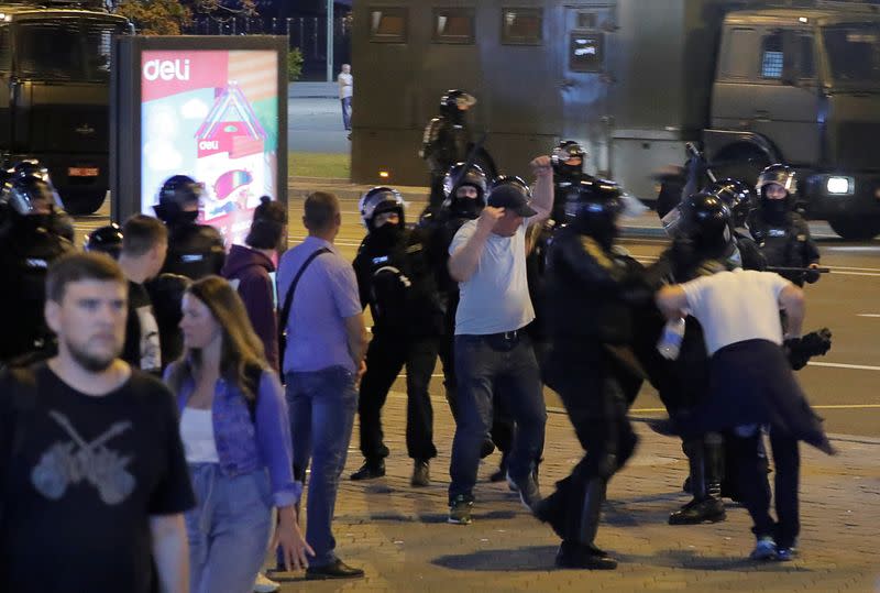 Belarusian opposition supporters protest against presidential election results in Minsk