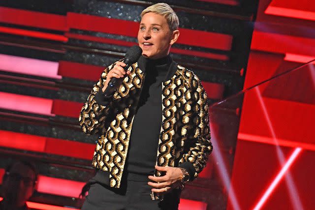 <p>ROBYN BECK/AFP via Getty Images</p> Ellen DeGeneres at the 62nd Annual Grammy Awards in January 2020.