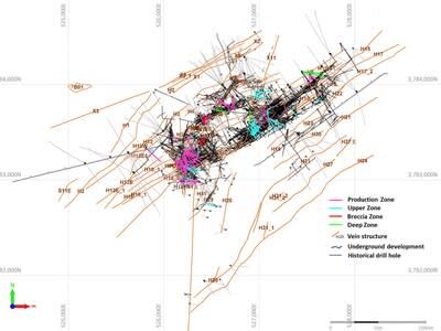 Location of drill holes and target areas at HPG mine applicable to the reporting period. (CNW Group/Silvercorp Metals Inc)