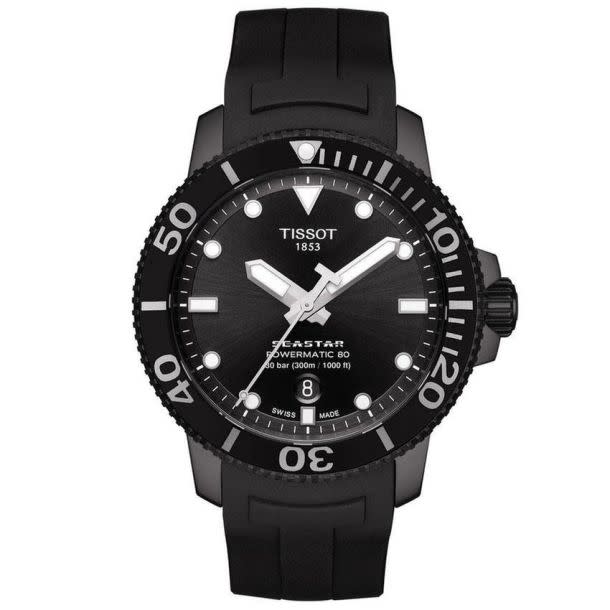 <p><a href="https://go.redirectingat.com?id=74968X1596630&url=https%3A%2F%2Fwww.reeds.com%2Ftissot-t-sport-seastar-1000-powermatic-80-black-dial-and-black-rubber-strap-watch-43mm-t1204073705100-plut1204073705100.html&sref=https%3A%2F%2Fwww.menshealth.com%2Fstyle%2Fg43101341%2Fblack-watches-for-men%2F" rel="nofollow noopener" target="_blank" data-ylk="slk:Shop Now;elm:context_link;itc:0;sec:content-canvas" class="link rapid-noclick-resp">Shop Now</a></p><p>T-Sport Seastar 1000 Powermatic</p><p>reeds.com</p><p>$1000.00</p>