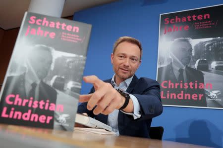 Germany's Free Democratic Party FDP leader Christian Lindner attends the presentation of his new book " Shadow years. The return of political liberalism" in Berlin, Germany, October 19, 2017. REUTERS/Axel Schmidt