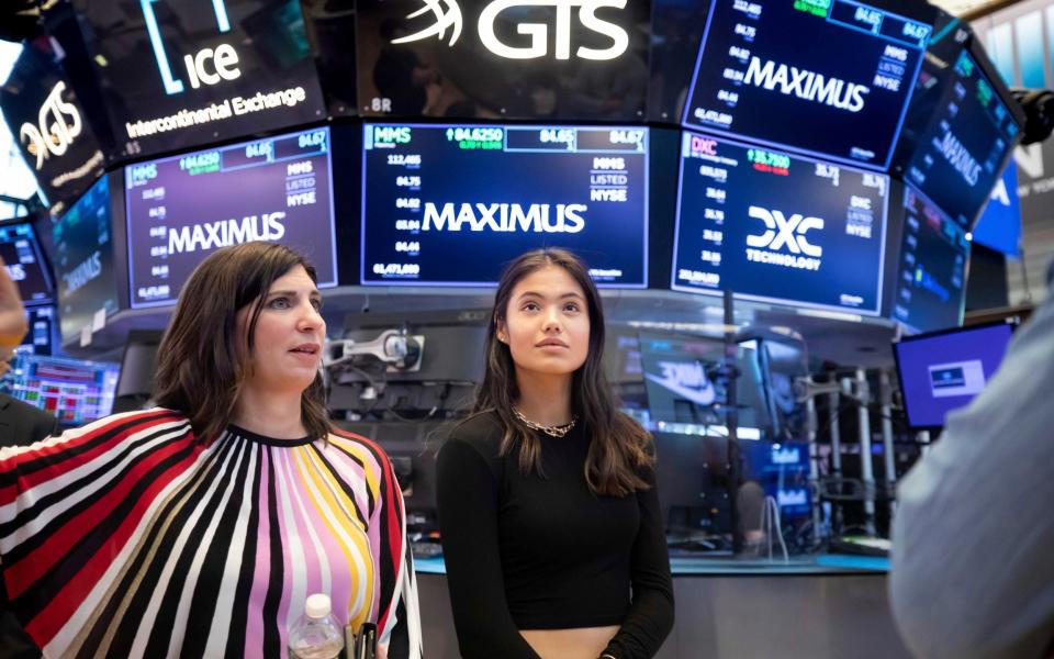 Emma Raducanu visits the New York Stock Exchange and tours the trading floor - NEW YORK STOCK EXCHANGE