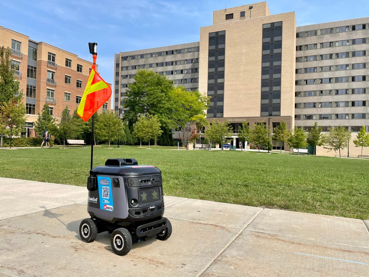 Kiwibots are rolling across Marquette’s campus. The motorized robots deliver food to students and staff who submit orders through a smartphone app.