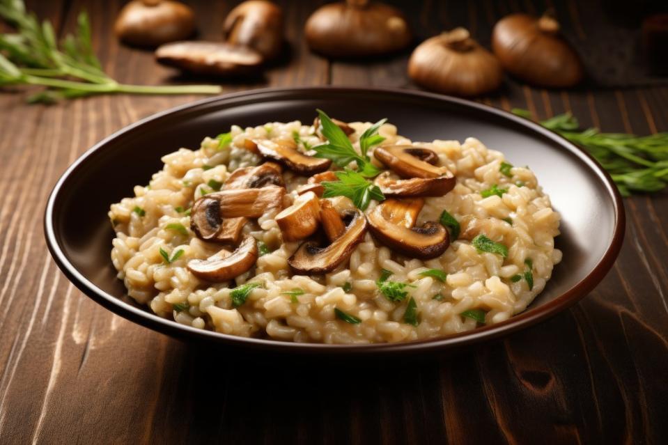 Vegetarians don’t have to be left out of an excellent Christmas meal, like this mushroom risotto. (Photo credit: Adobe Stock)