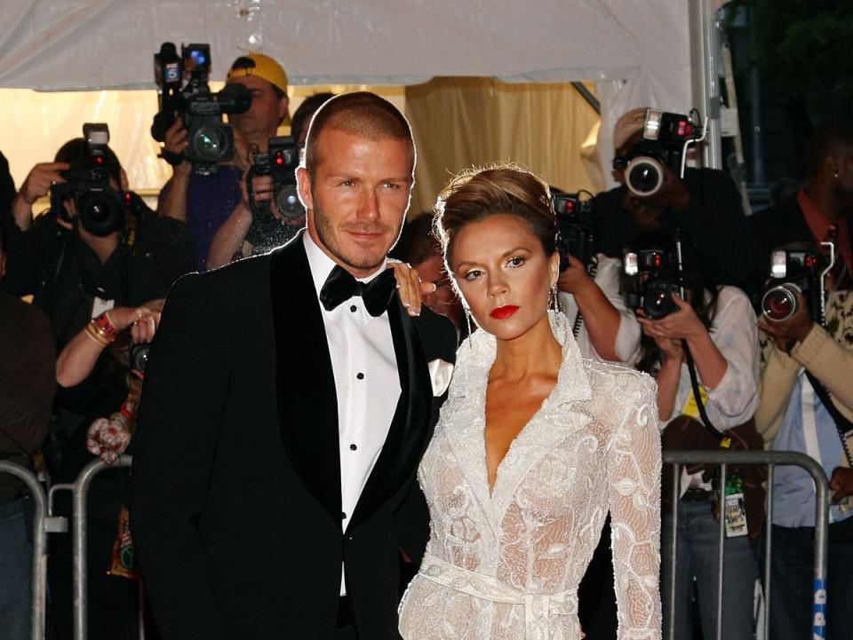 Victoria and David Beckham at the Met Gala in 2008 (Getty Images)