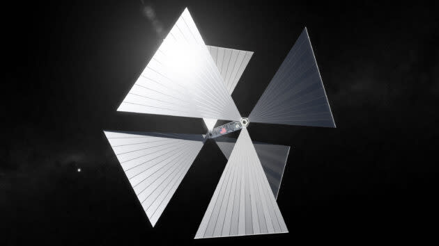 An artist’s conception shows Xplore’s advanced solar sail for NASA’s Solar Gravity Lens Focus mission. (Visualization by Bryan Versteeg, SpaceHabs.com / via Xplore)