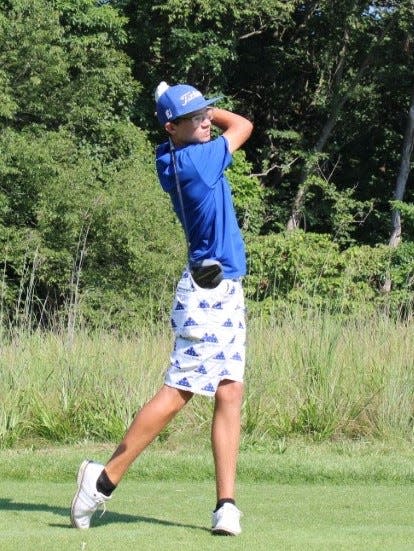 South sophomore Happy Gilmore watches his tee shot during the 2021 Golfweek Hoosier Amateur at IU's Pfau Course. Gilmore was ninth, the top finishing high school golfer in the field of mostly collegians. He's slated to compete again this year.