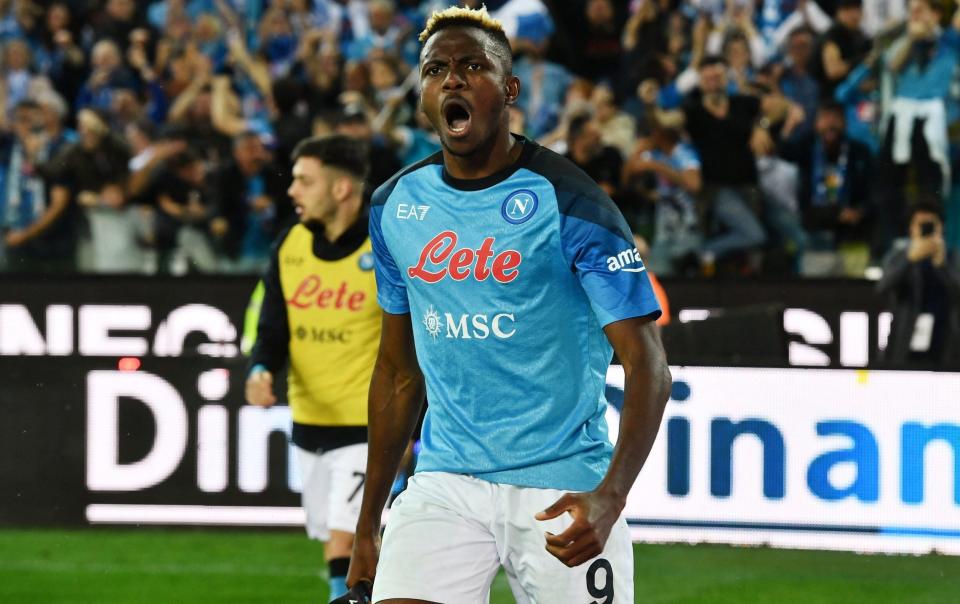 Napoli's Victor Osimhen celebrates scoring their first - Reuters/Jennifer Lorenzini