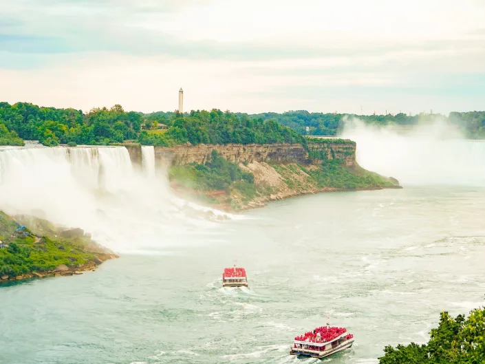 Niagara Falls is seen from above