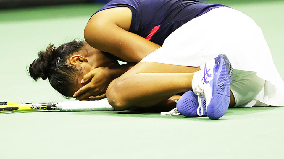 Leylah Fernandez, pictured here after defeating Aryna Sabalenka at the US Open.