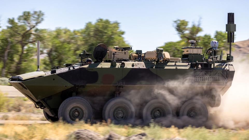 An Advanced Reconnaissance Vehicle prototype built by BAE Systems undergoes Marine Corps testing in early 2023. (BAE Systems via U.S. Defense Department)