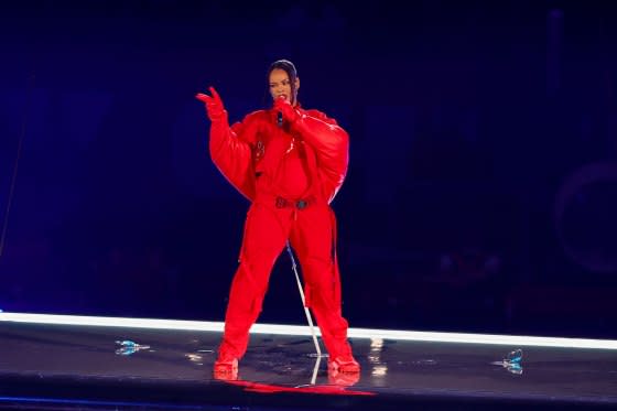 Rihanna performs during the Apple Music Super Bowl LVII Halftime Show at State Farm Stadium in Glendale, Ariz., on Feb. 12, 2023.<span class="copyright">Kevin Sabitus—Getty Images</span>