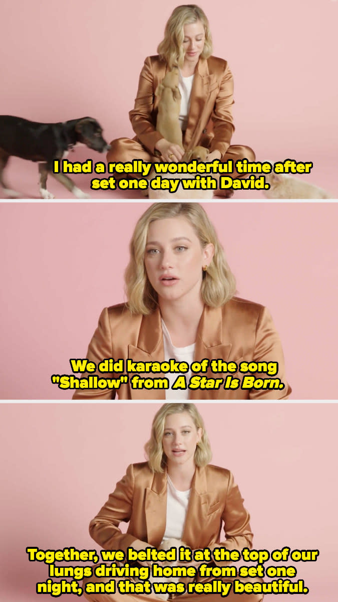 Lili recounts how one day she and David sang "Shallow" from A Star is Born as they drove home from set