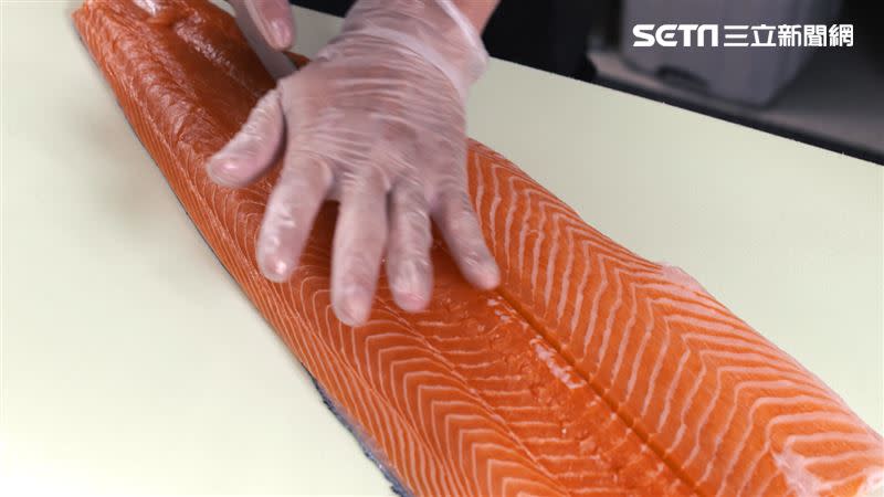 新鮮鮭魚和冷凍鮭魚，藏壽司兩種原料都有在使用。（圖／亞洲藏壽司提供）
