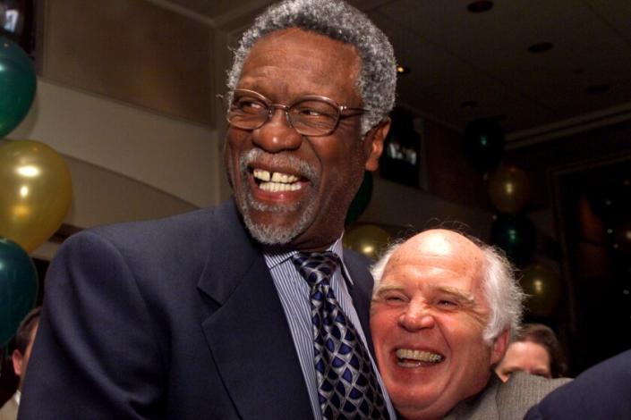 Celtic great Bill Russell is pictured with friend and author Taylor Branch, who co-wrote the book &quot;Second Wind.&quot;