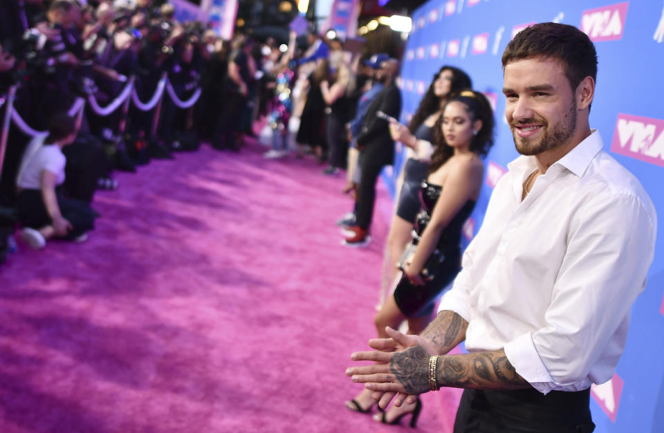 FILE - Liam Payne arrives at the MTV Video Music Awards on Aug. 20, 2018, in New York. Payne turns 27 on Aug. 29. (Photo by Charles Sykes/Invision/AP, File)
