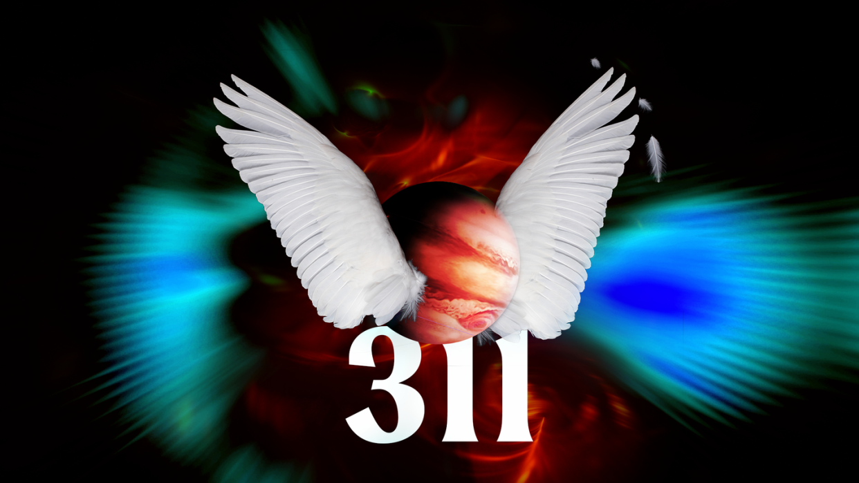 the number 311 under a winged planet