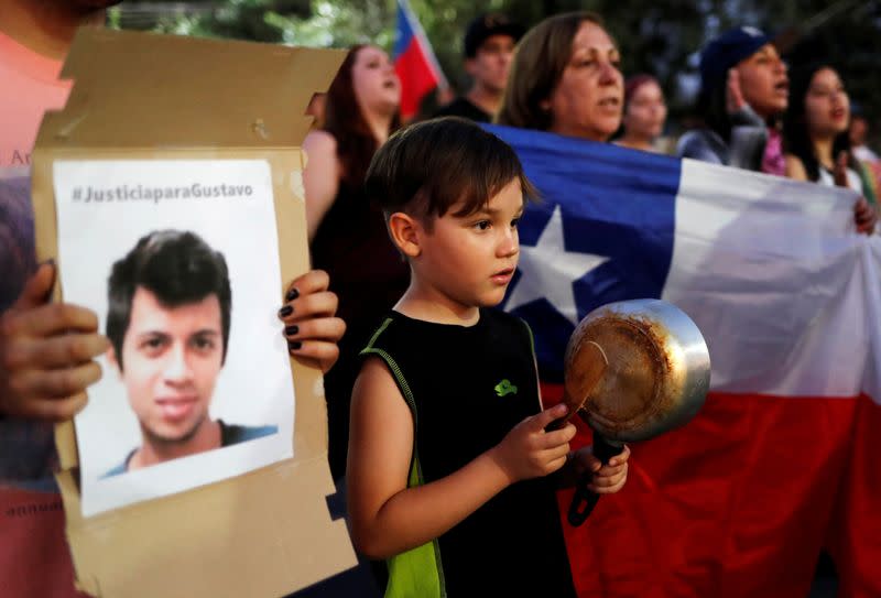 FILE PHOTO: Protesters gather in support of Gustavo Gatica in his hometown La Colina