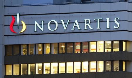 The logo of Swiss drugmaker Novartis is seen at its headquarters in Basel October 22, 2013. REUTERS/Arnd Wiegmann