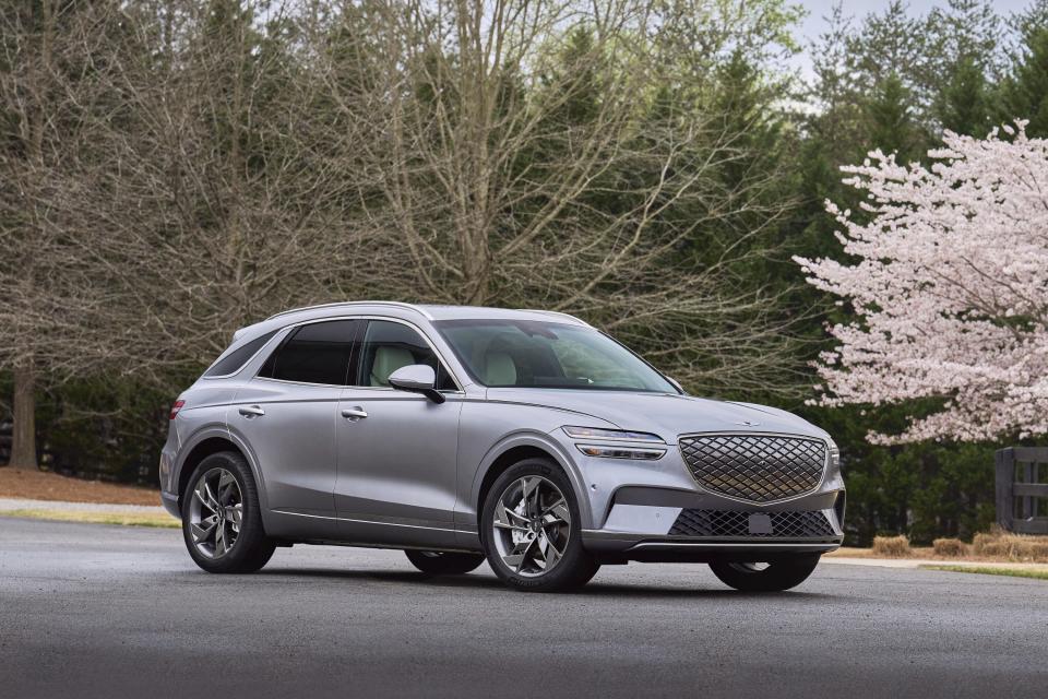 This photo provided by Genesis shows the GV70. Well equipped and smartly designed, the GV70 appeals to luxury SUV shoppers who also appreciate good value. (Courtesy of Genesis Motor North America via AP)