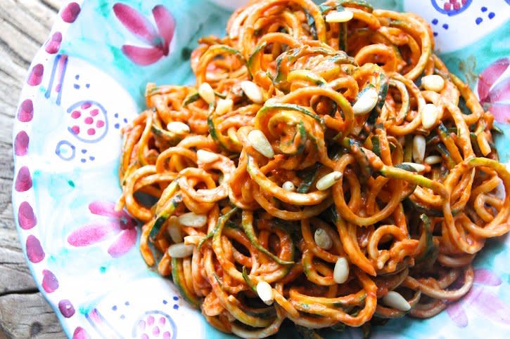 Courgette Noodles With Sundried Tomato Pesto