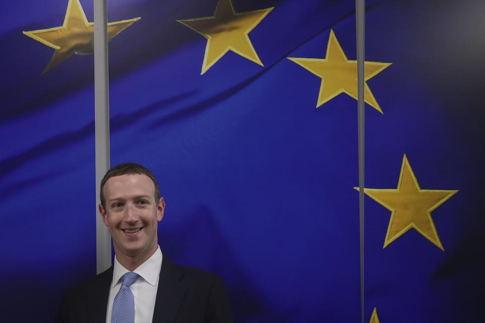 Facebook CEO Mark Zuckerberg prior to a meeting with European Commissioner for Values and Transparency Věra Jourová at EU headquarters in Brussels in February.
