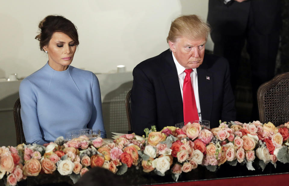 Donald Trump and first lady Melania attend the Inaugural luncheon