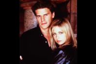 <b>Buffy and Angel played by Sarah Michelle Gellar and David Boreanaz of Buffy, The Vampire Slayer</b> <br>Think being a vampire slayer and falling in love with a vampire (who has a soul, at that!) was bad enough? Here’s the clincher: when they make love, Angel loses his soul and turns into the meanest, most evil vampire around, “Angelus.” We knew this romance was doomed from the start, and while we were sad to see Angel go (and create his own spin-off), we were quite giddy over Buffy’s next vampire relationship with Spike.